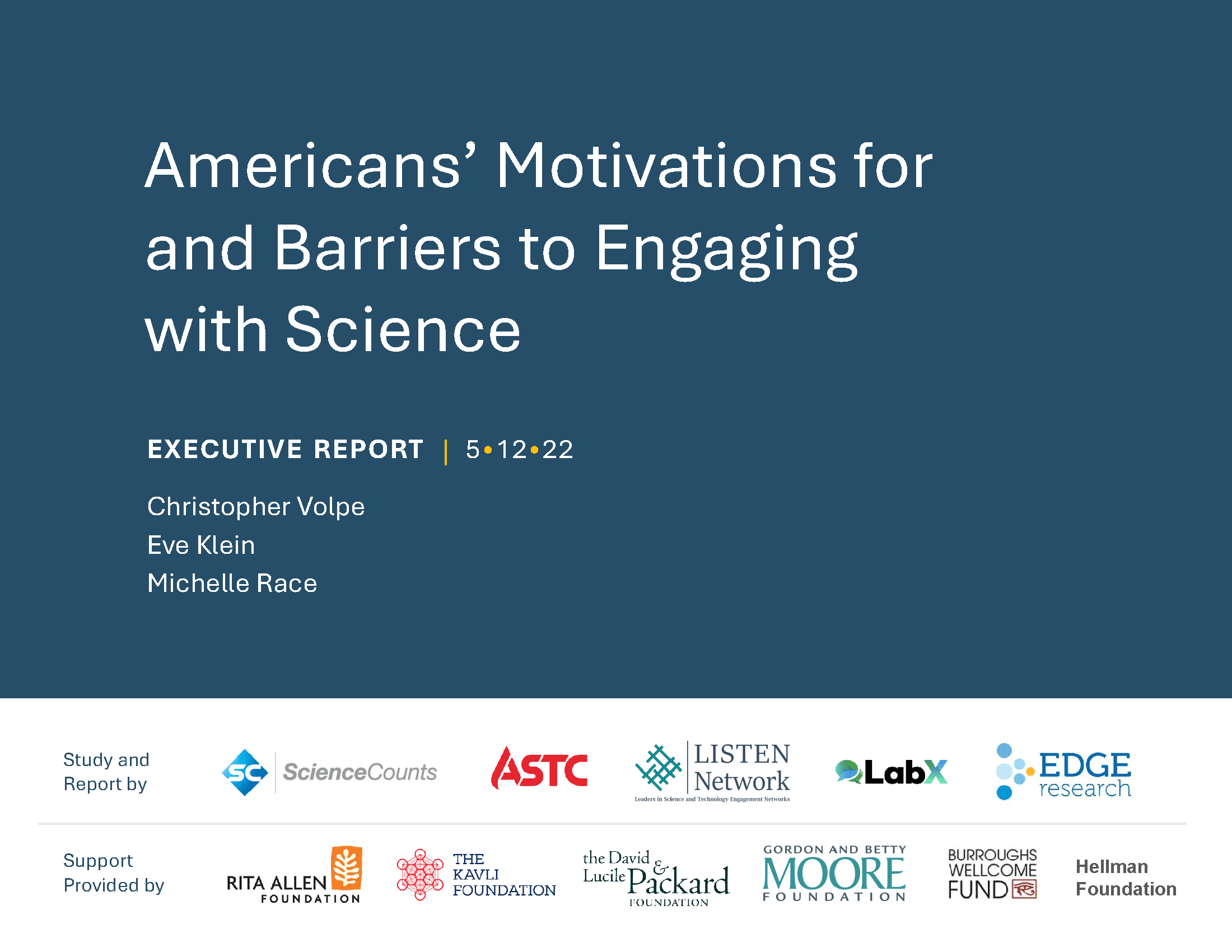 Cover Image: Americans' Motivations and Barriers to Engaging with Science