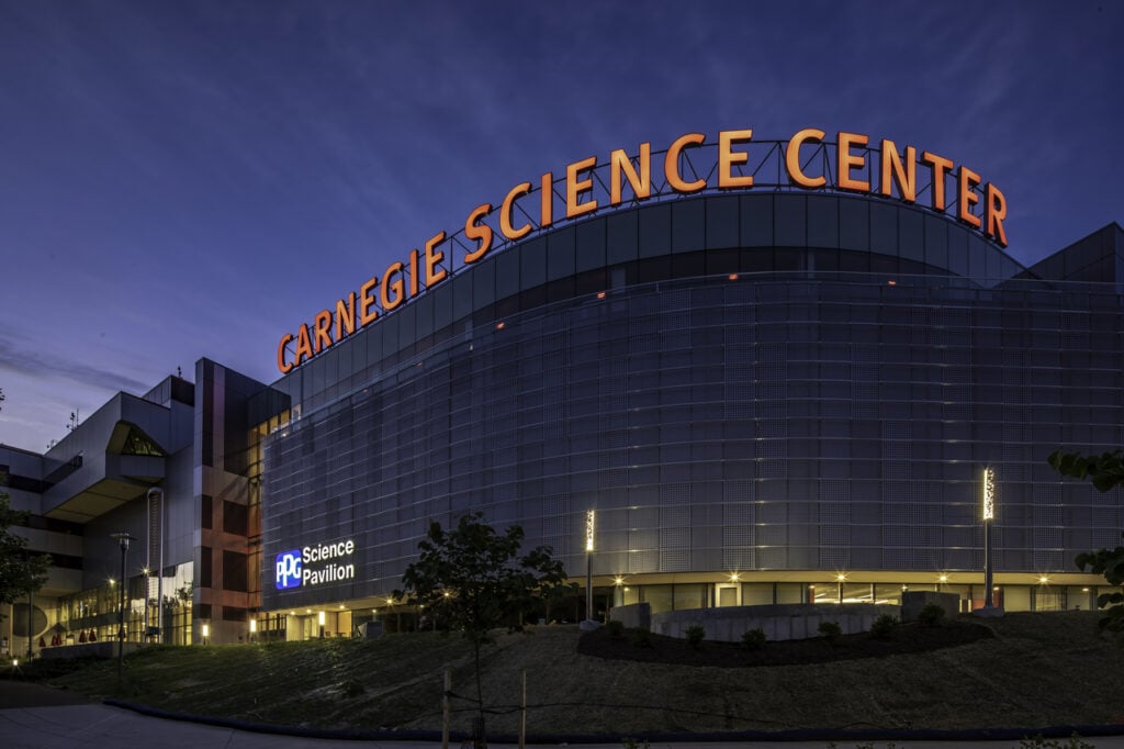 Carnegie Science Center at dusk