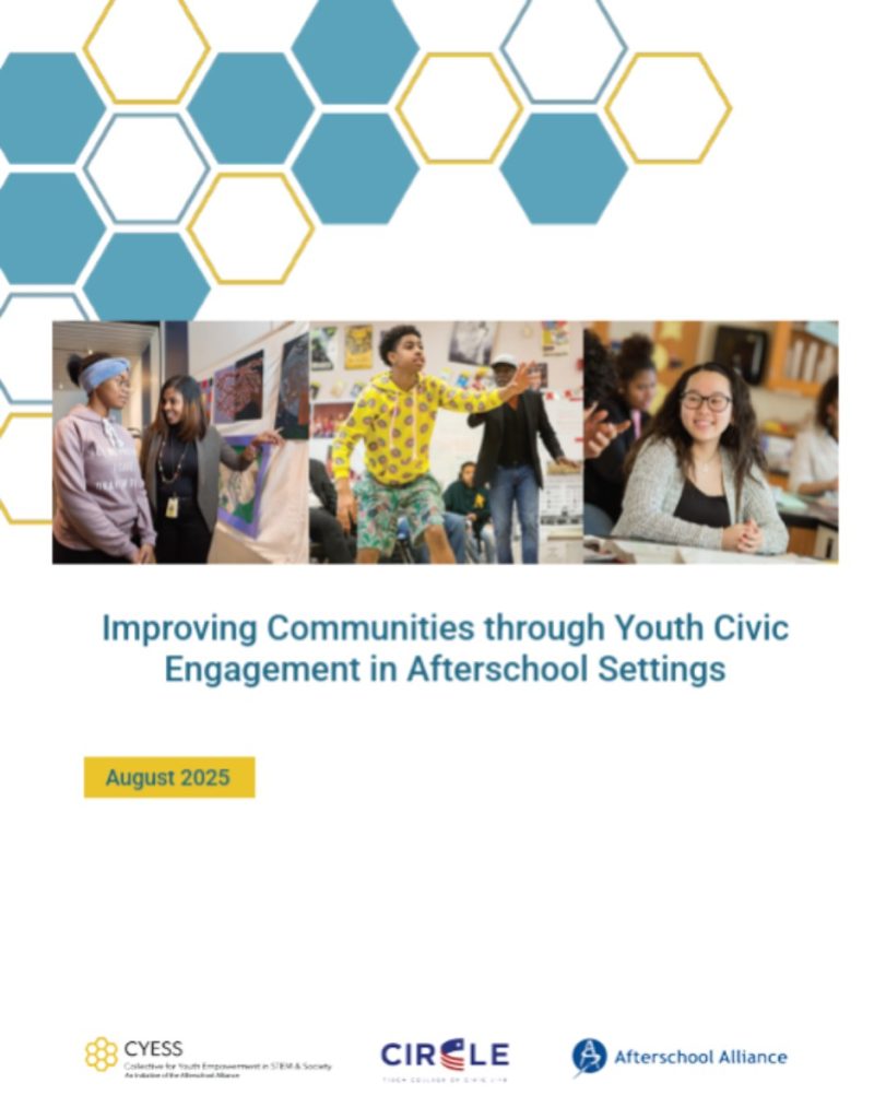 Image of report cover, including photos of youth and abstract blue and yellow graphics.