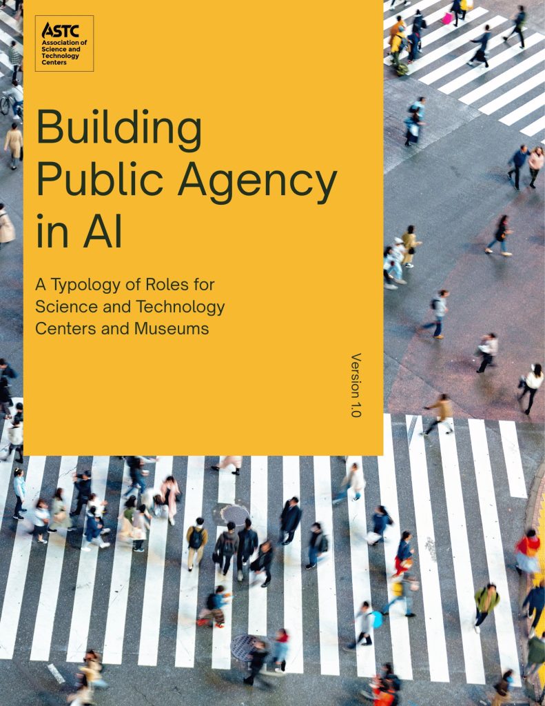 Cover image for the report Building Public Agency in AI. Image features a busy city intersection with people walking across a crosswalk.
